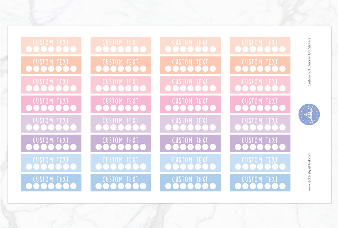 Custom Text Checklist Dot Stickers - Pastel Sunset