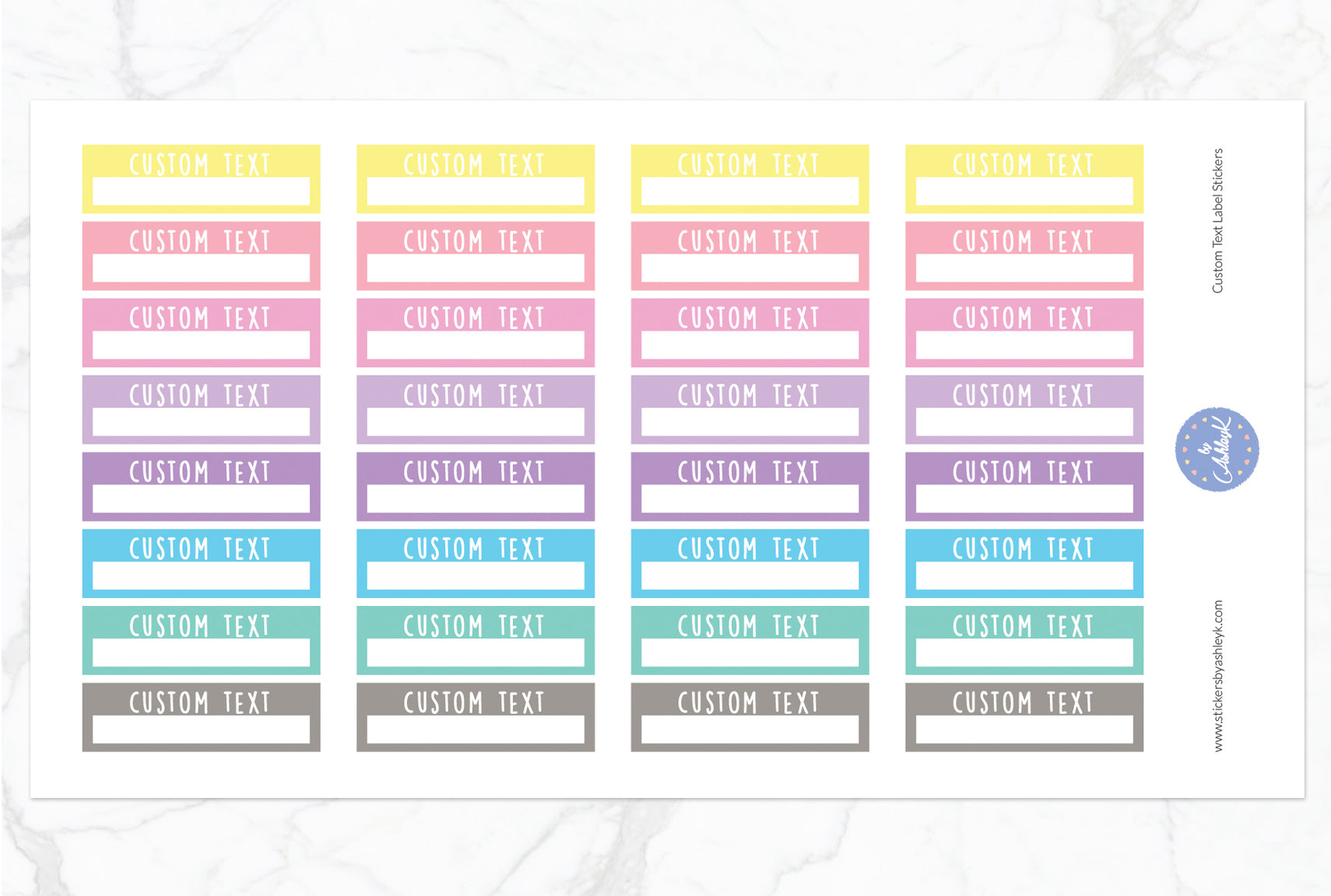 Custom Text Label Stickers - Pastel