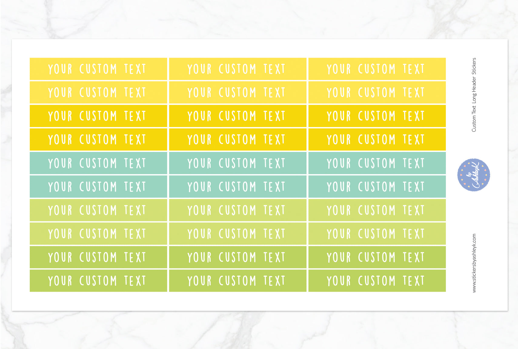 Custom Text Long Header Stickers - Lemon&Lime