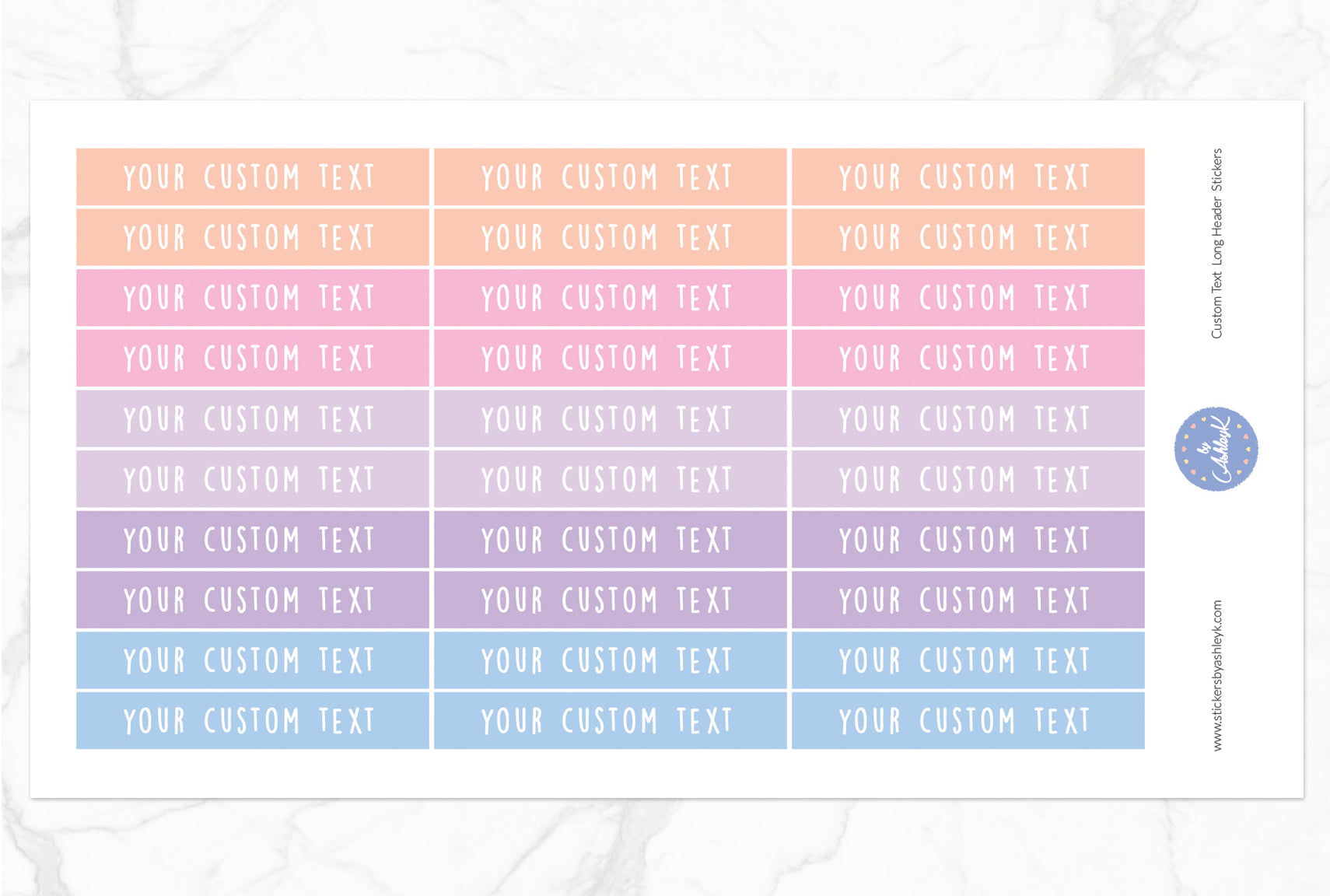 Custom Text Long Header Stickers - Pastel Sunset
