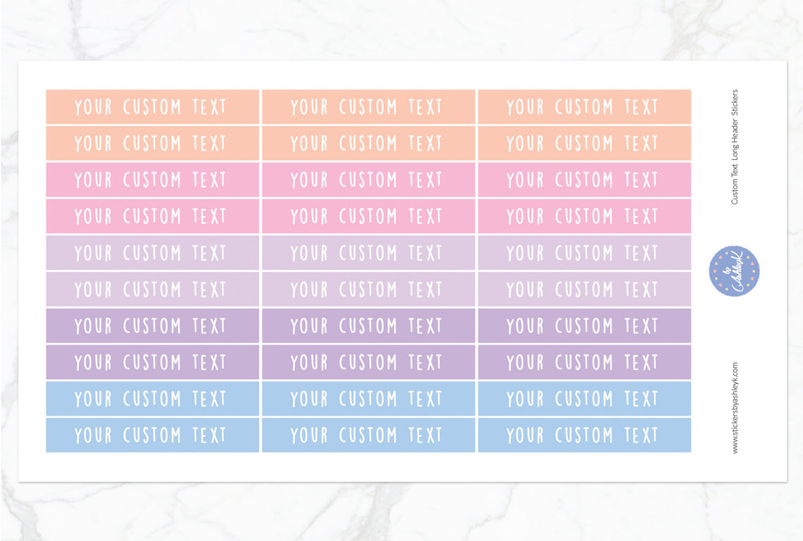 Custom Text Long Header Stickers - Pastel Sunset