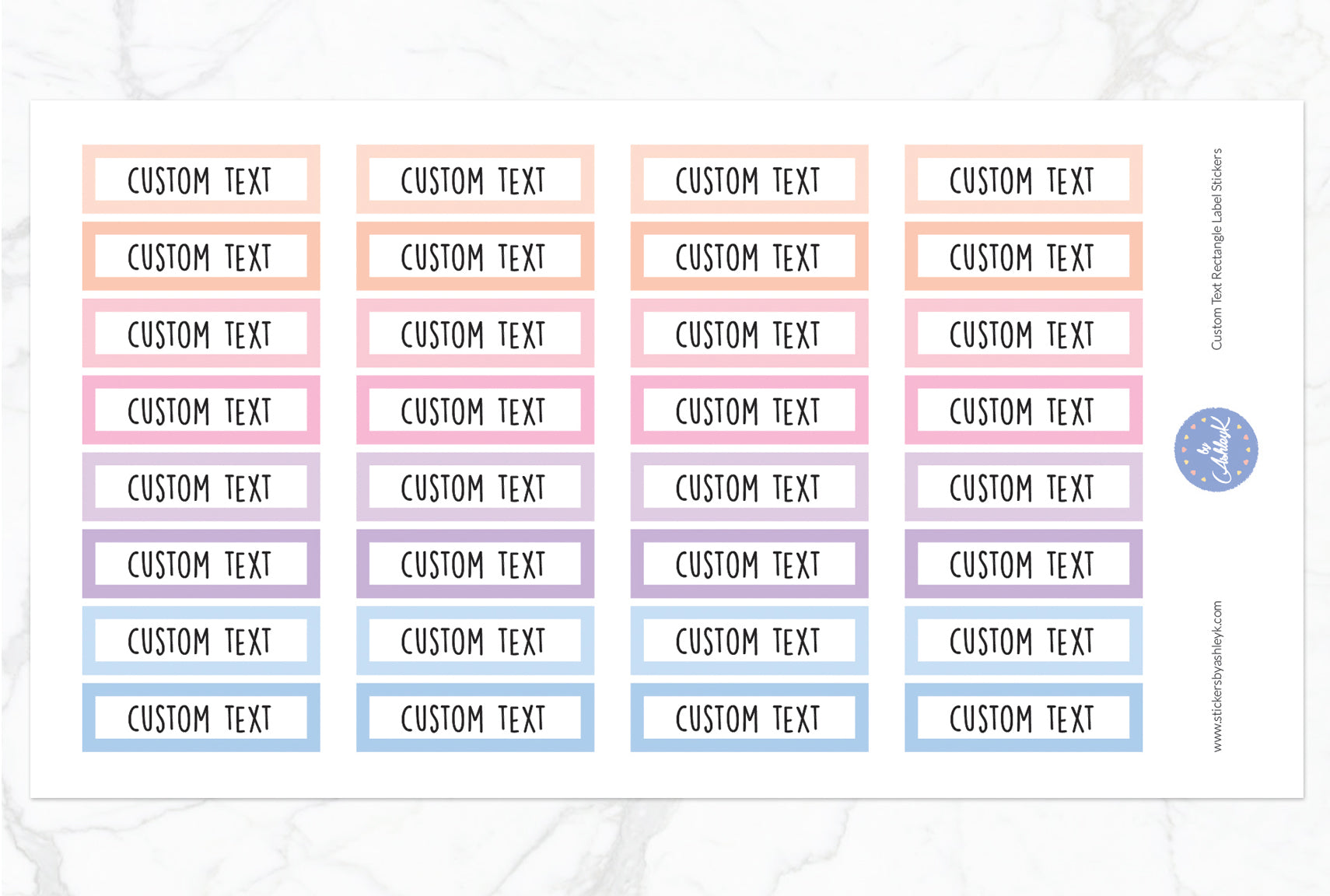 Custom Text Rectangle Label Stickers - Pastel Sunset
