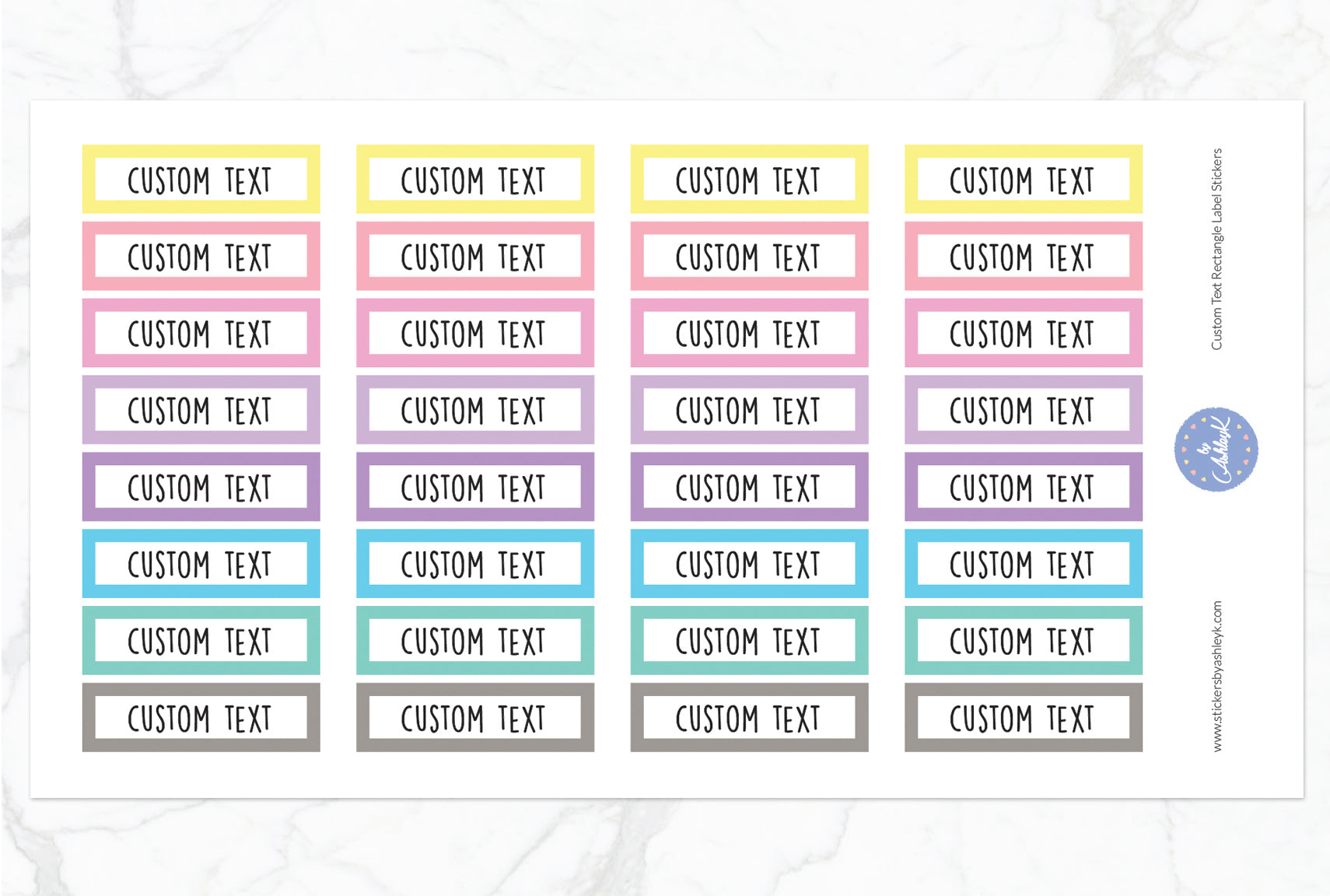 Custom Text Rectangle Label Stickers - Pastel