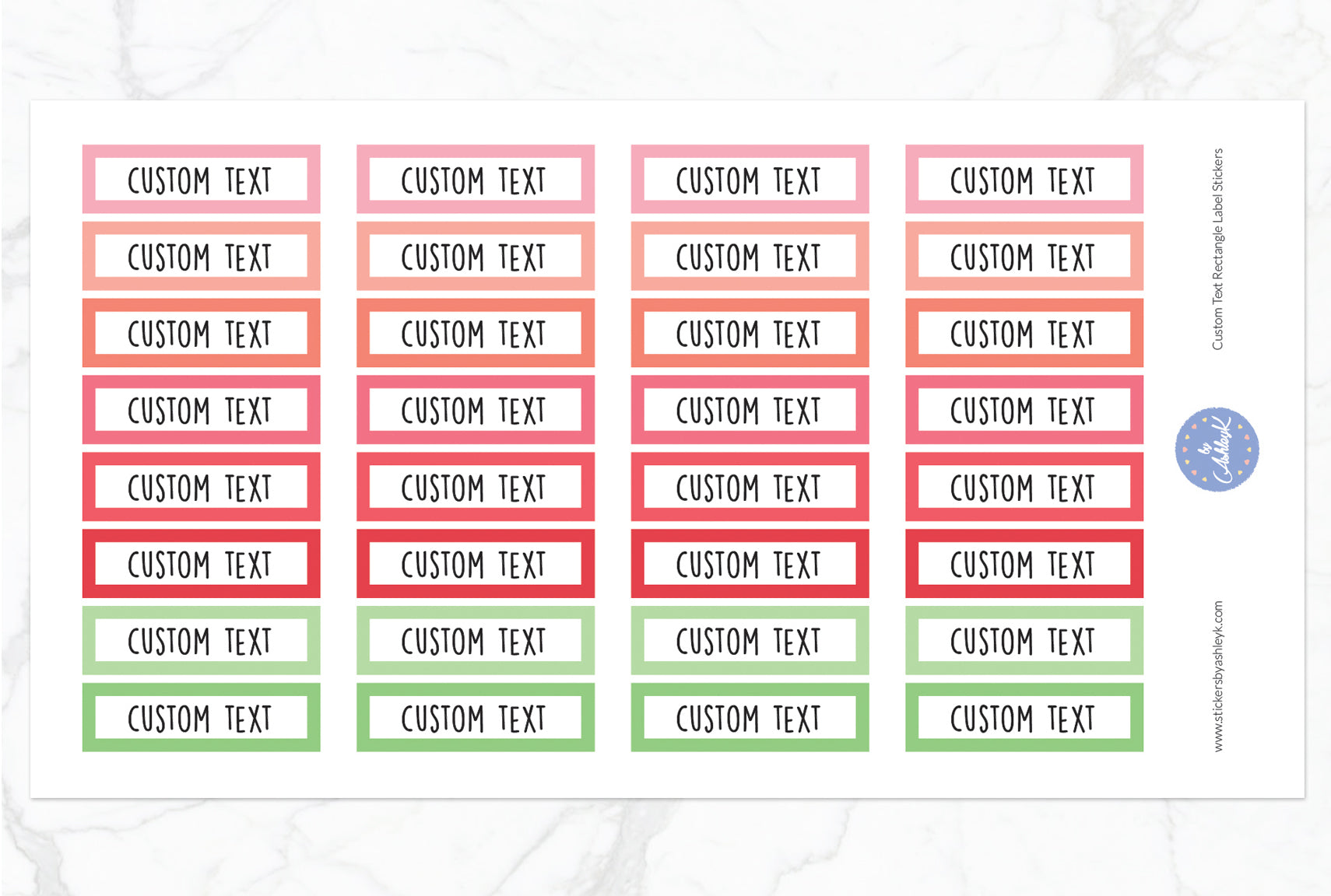 Custom Text Rectangle Label Stickers - Strawberry