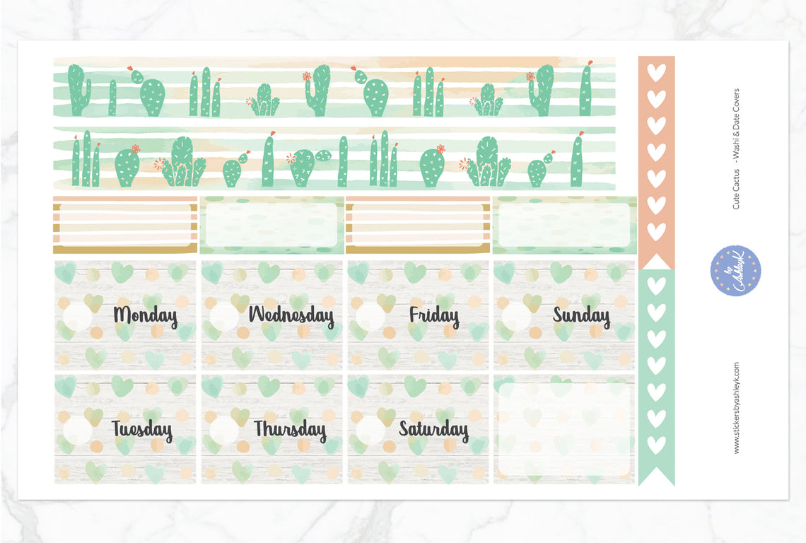 Cute Cactus Weekly Kit  - Washi Sheet