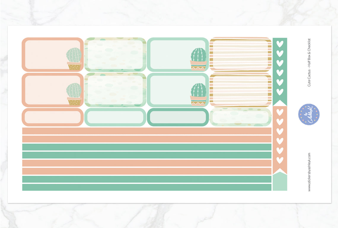 Cute Cactus Weekly Kit  - Half Box Sheet