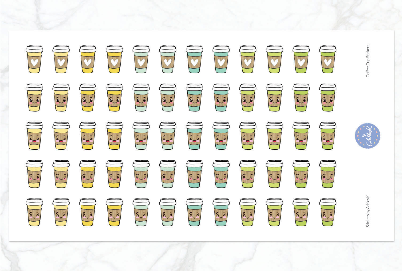 Cute Coffee Cup Stickers - Lemon&Lime