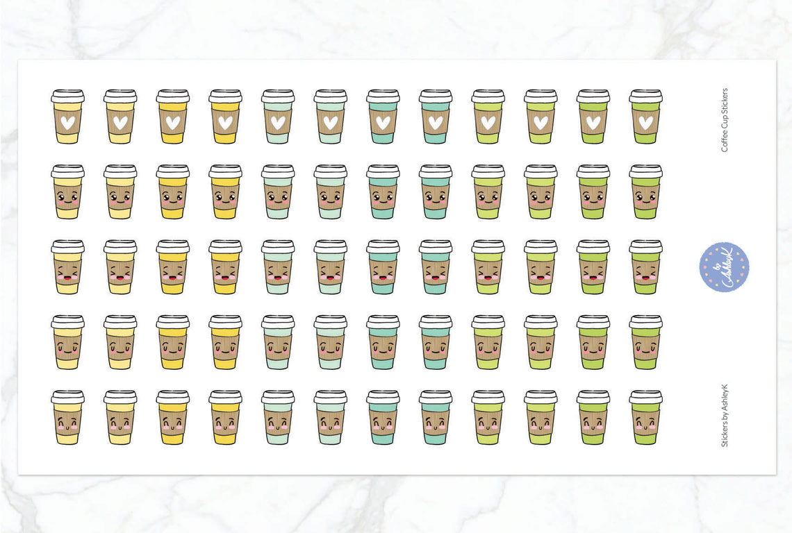 Cute Coffee Cup Stickers - Lemon&Lime