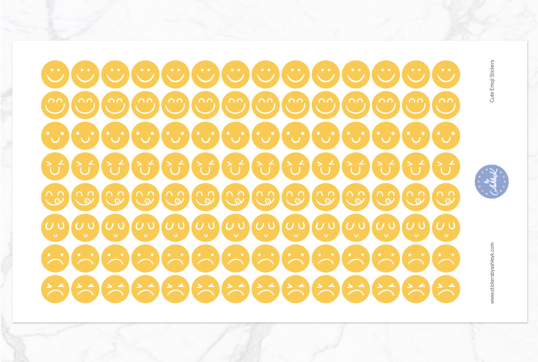 Cute Emoji Round Stickers - Basic