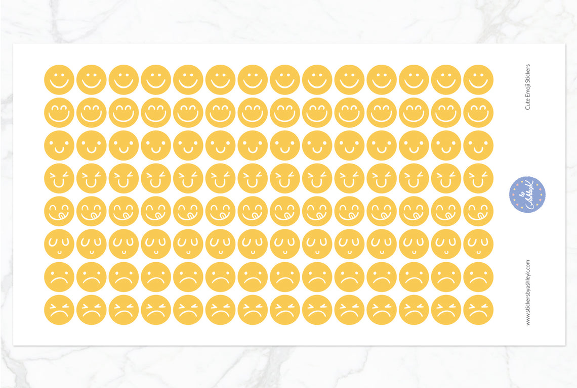 Cute Emoji Round Stickers - Basic