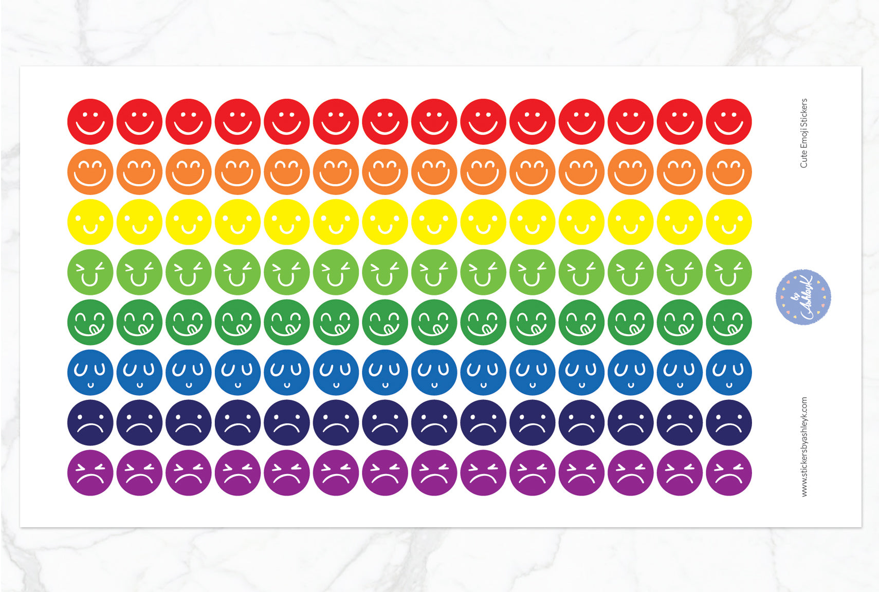 Cute Emoji Round Stickers - Rainbow