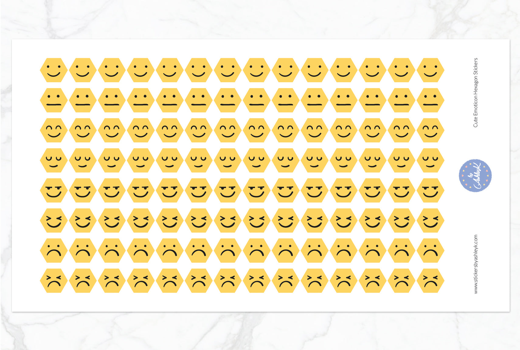 Cute Emoticon Hexagon Stickers