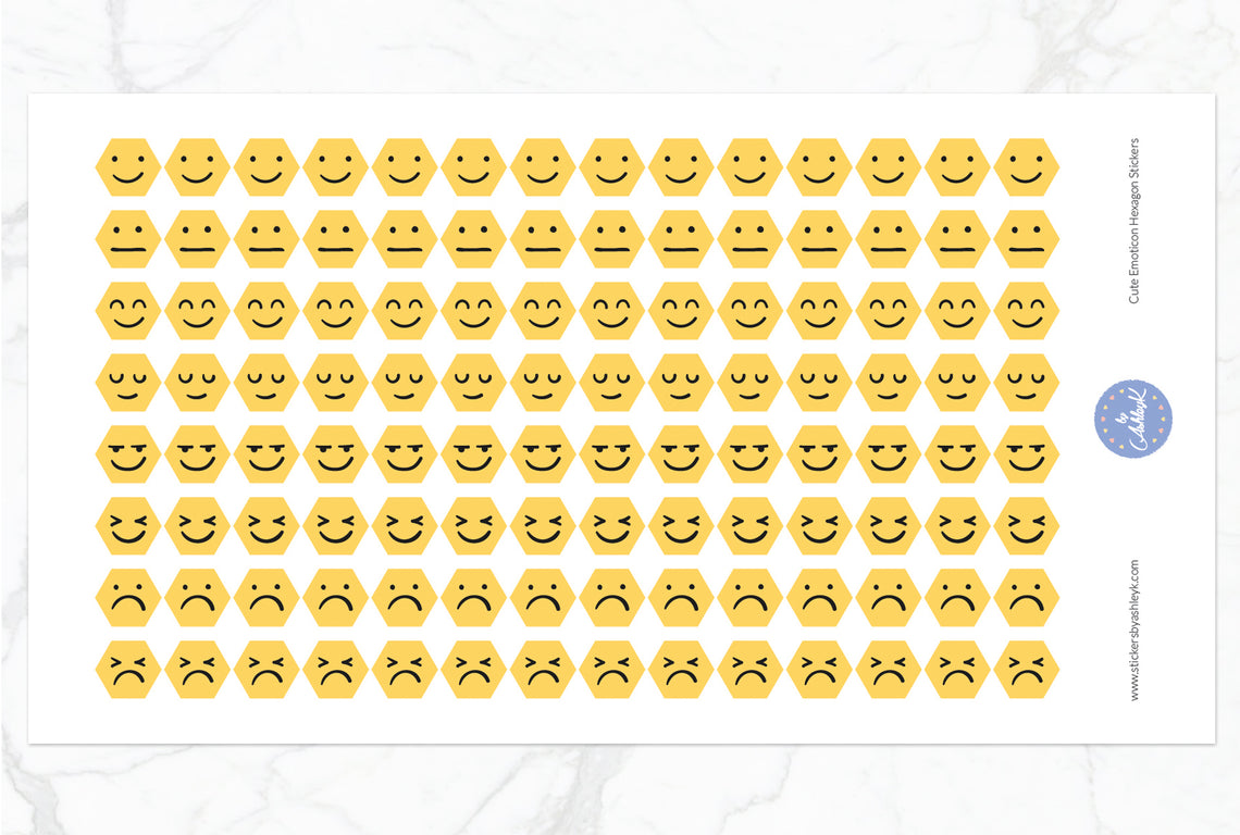Cute Emoticon Hexagon Stickers