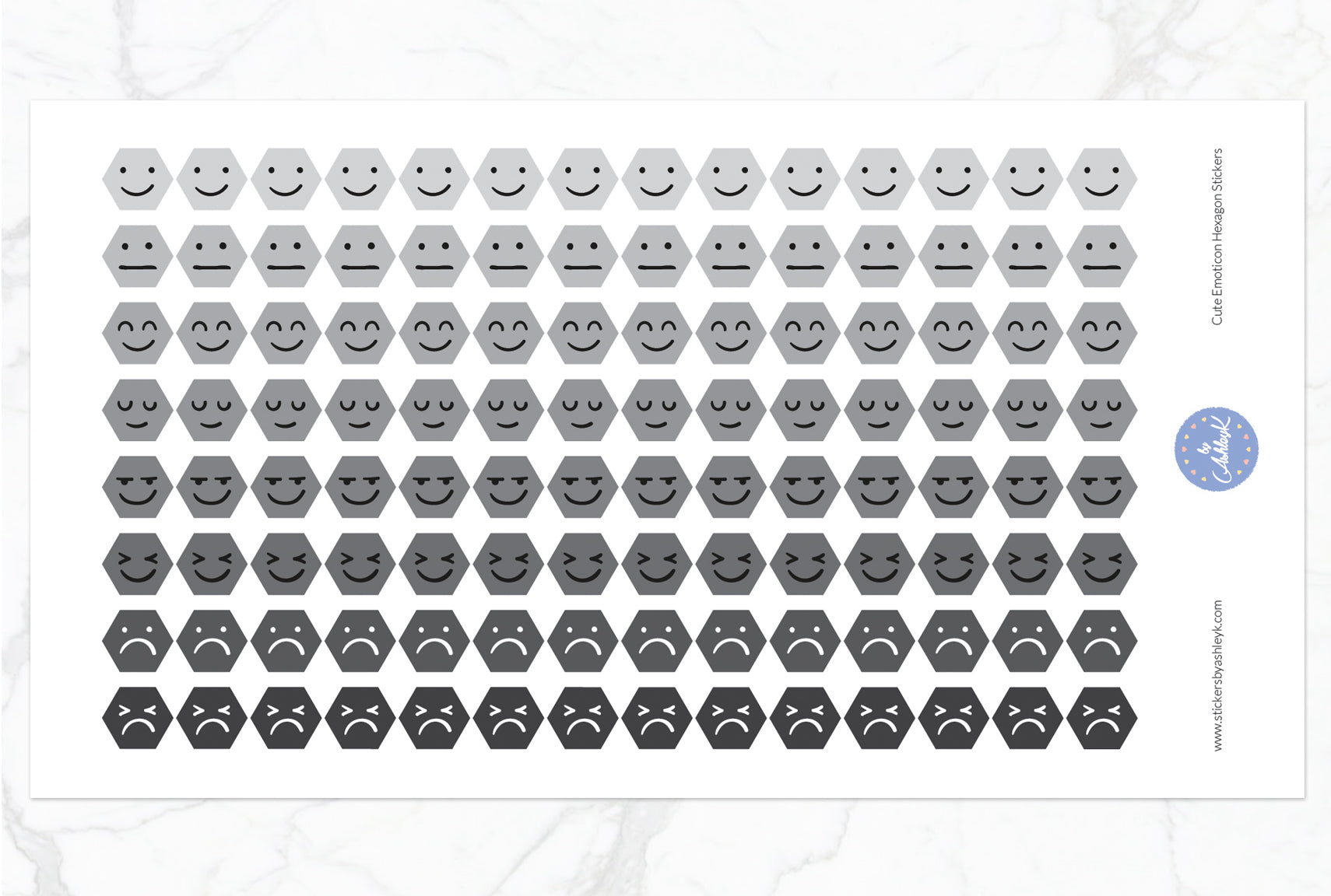 Cute Emoticon Hexagon Stickers