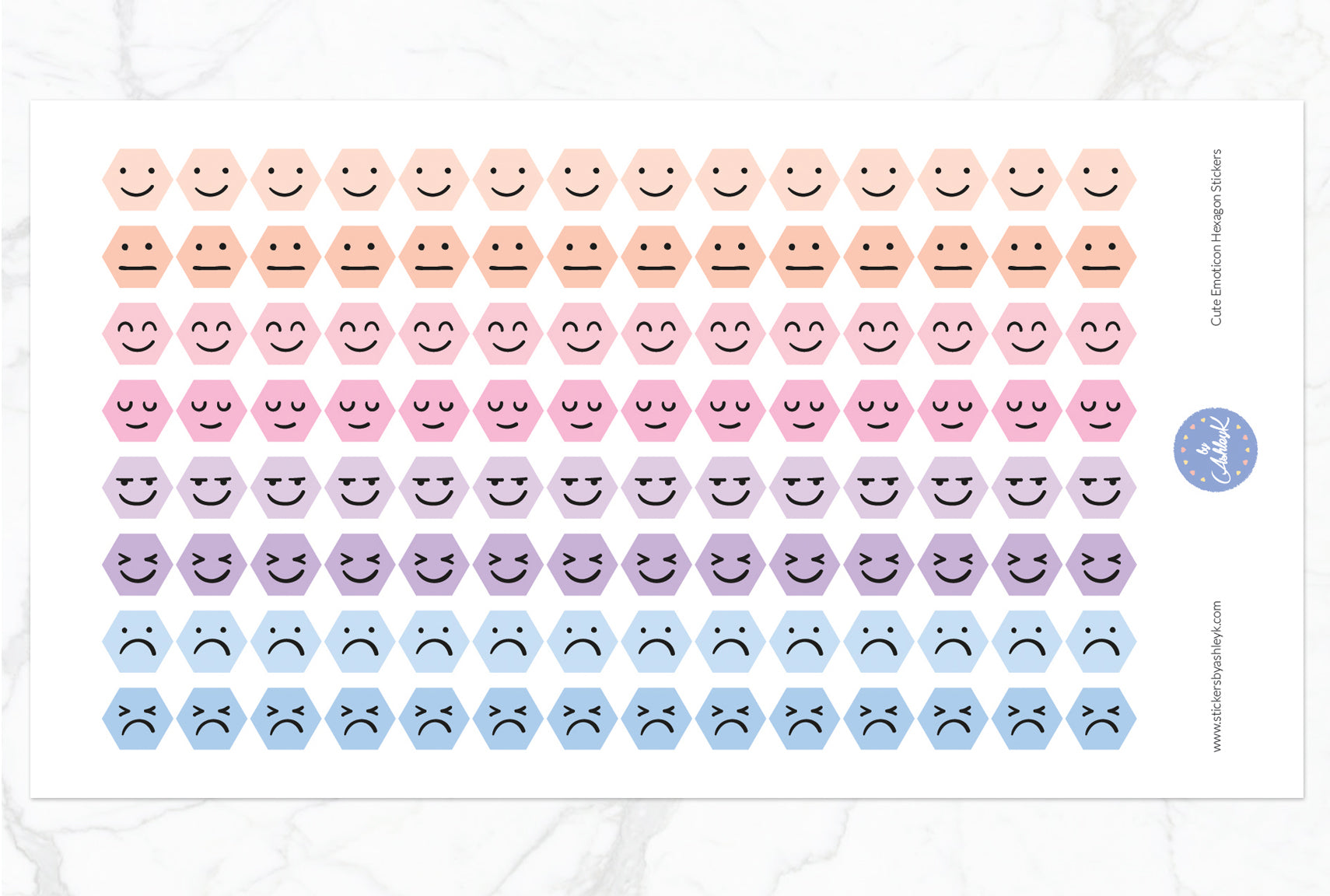 Cute Emoticon Hexagon Stickers