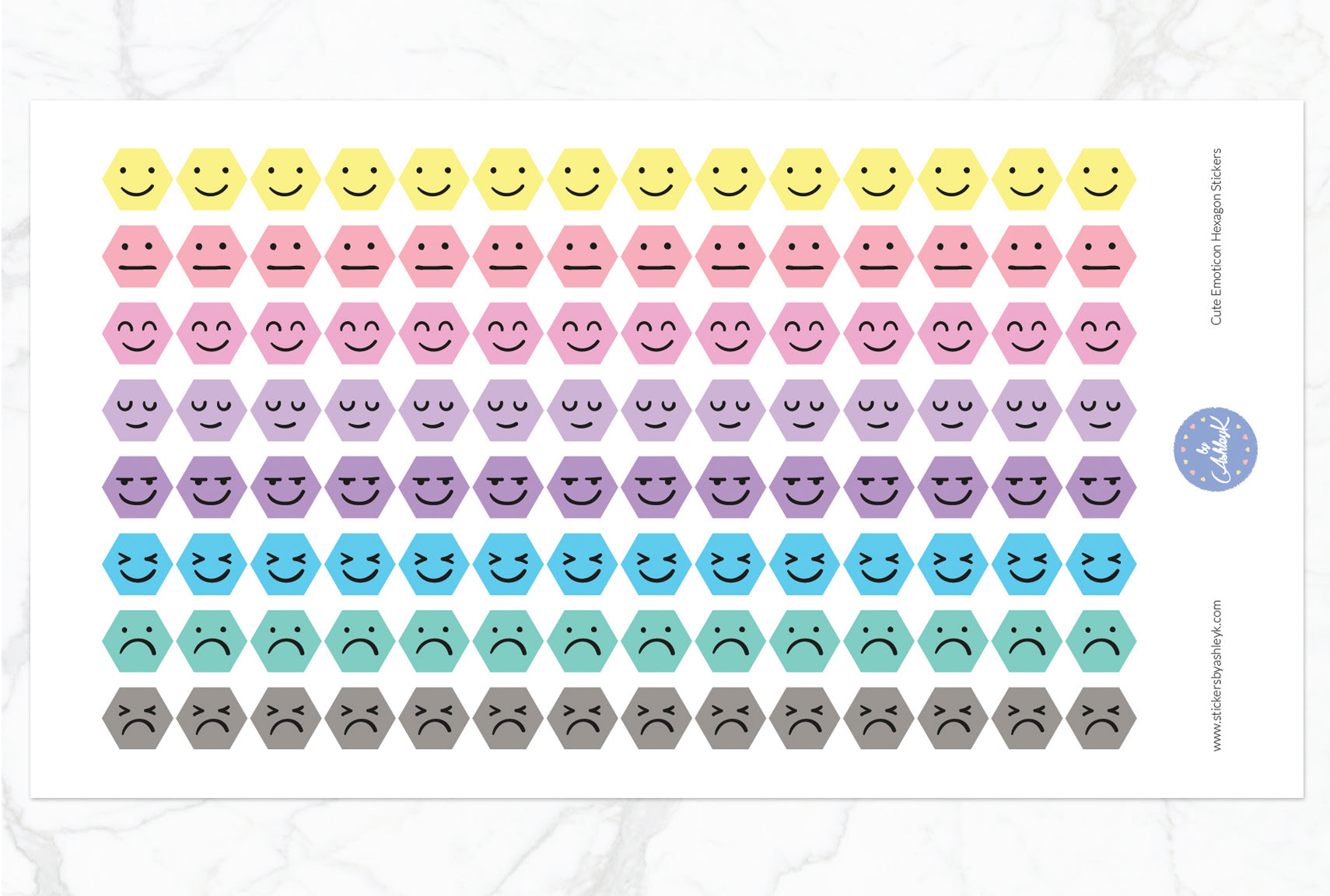 Cute Emoticon Hexagon Stickers