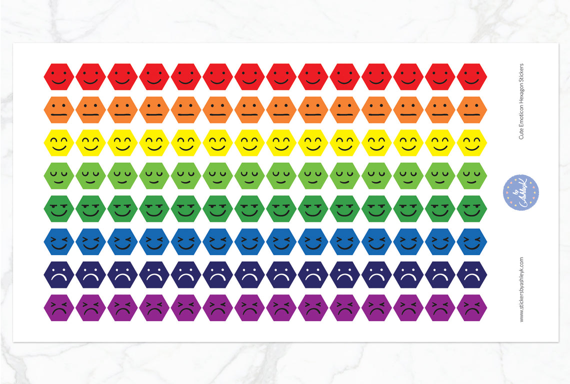 Cute Emoticon Hexagon Stickers