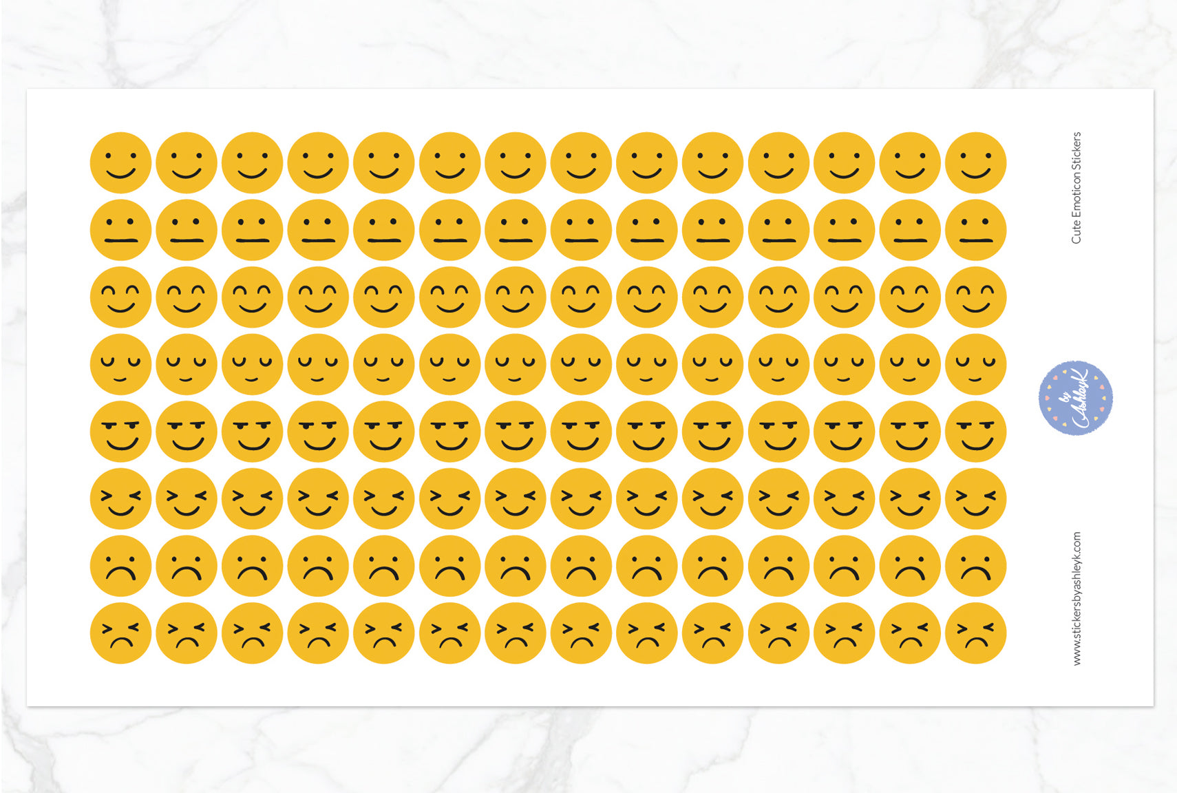 Cute Emoticon Round Stickers - Basic
