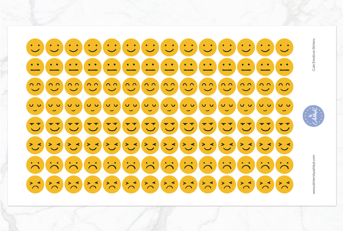 Cute Emoticon Round Stickers - Basic