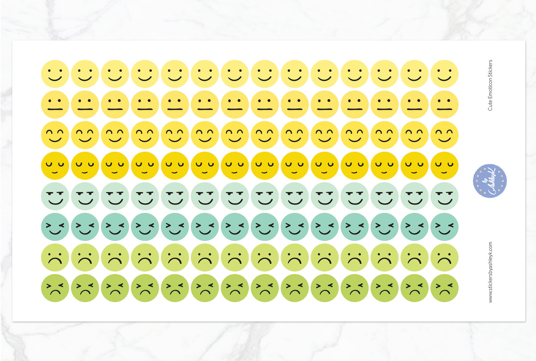 Cute Emoticon Round Stickers - Lemon&Lime