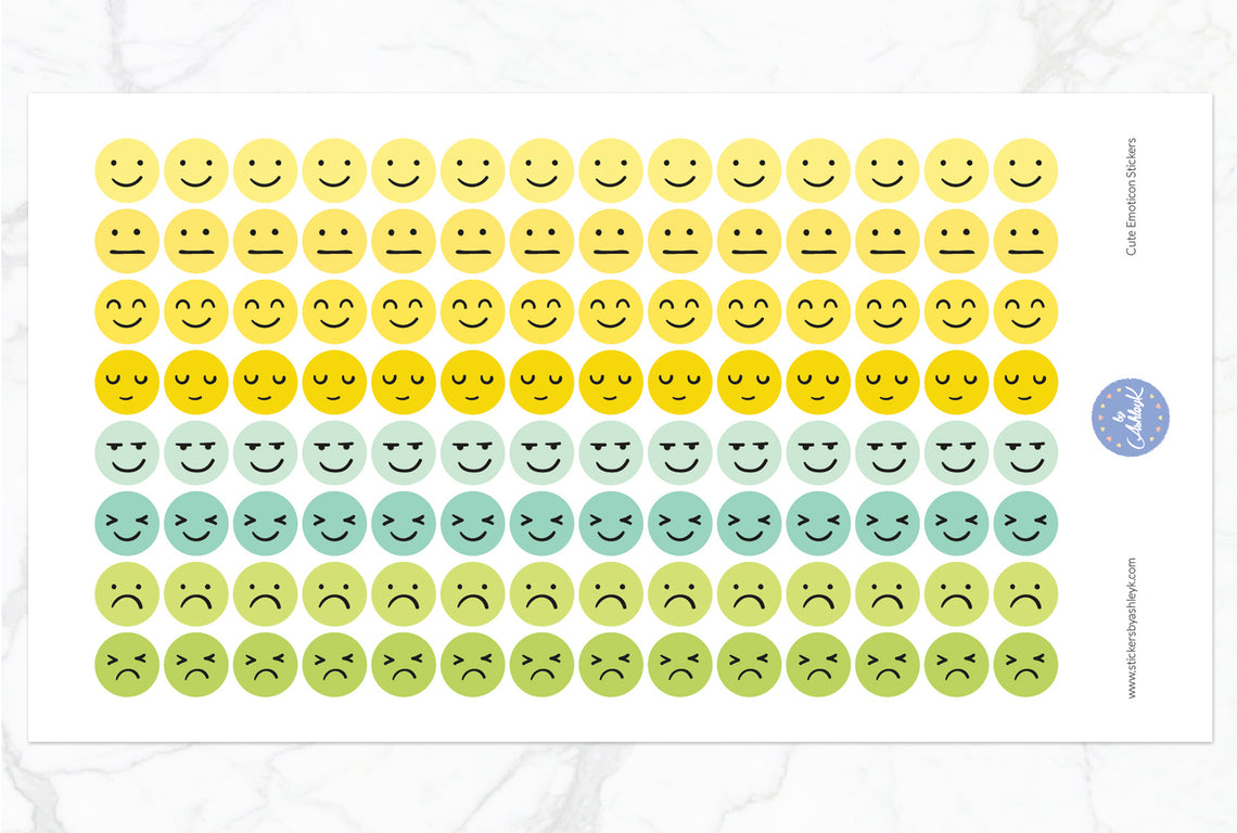 Cute Emoticon Round Stickers - Lemon&Lime