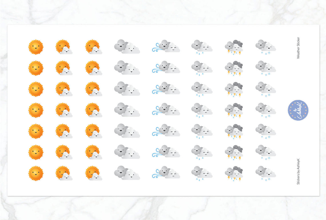 Cute Weather Stickers - With Snow