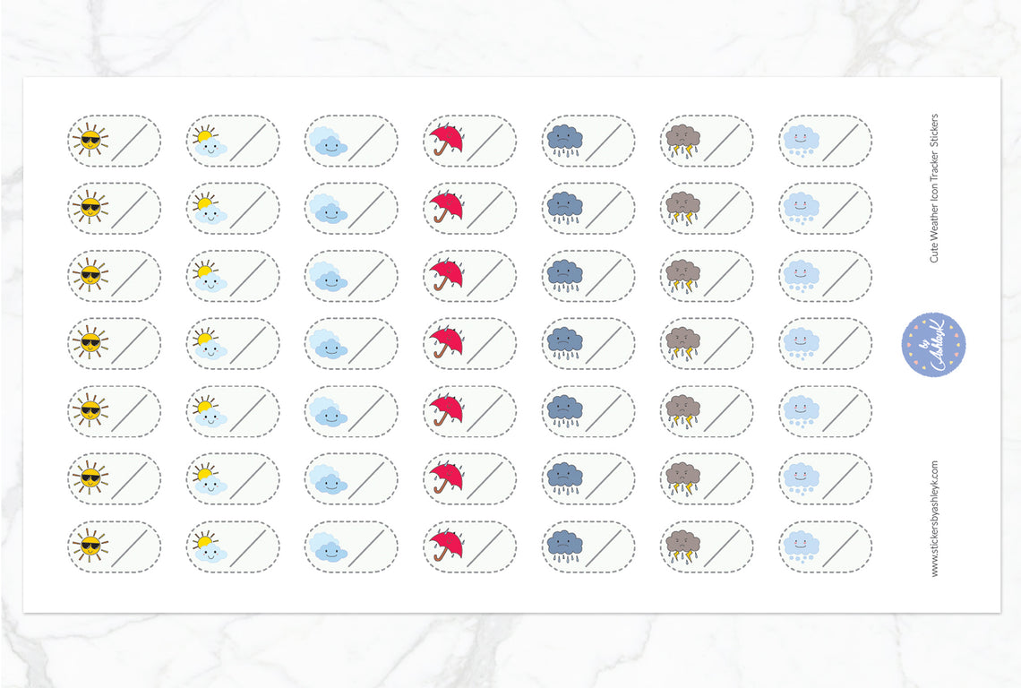 Cute Weather Icon Tracker Stickers - With Snow