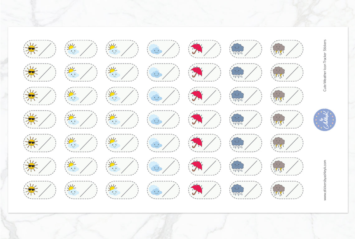 Cute Weather Icon Tracker Stickers - Without Snow