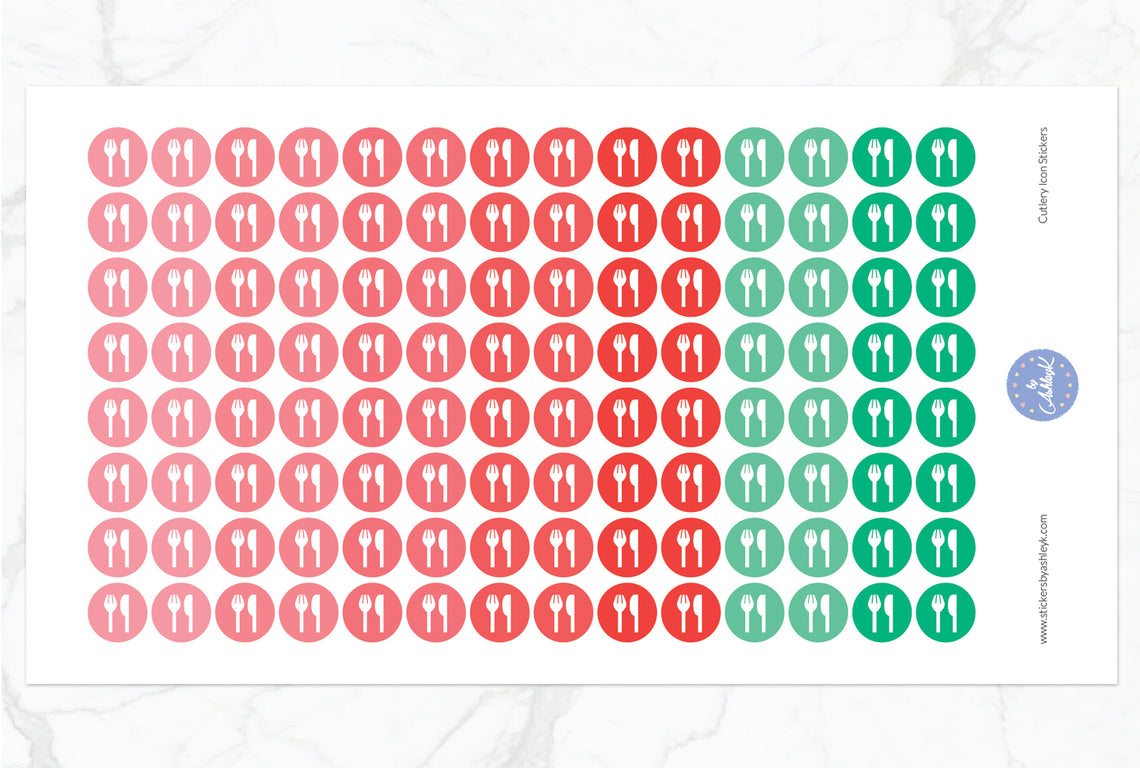 Cutlery Icon Round Stickers - Watermelon