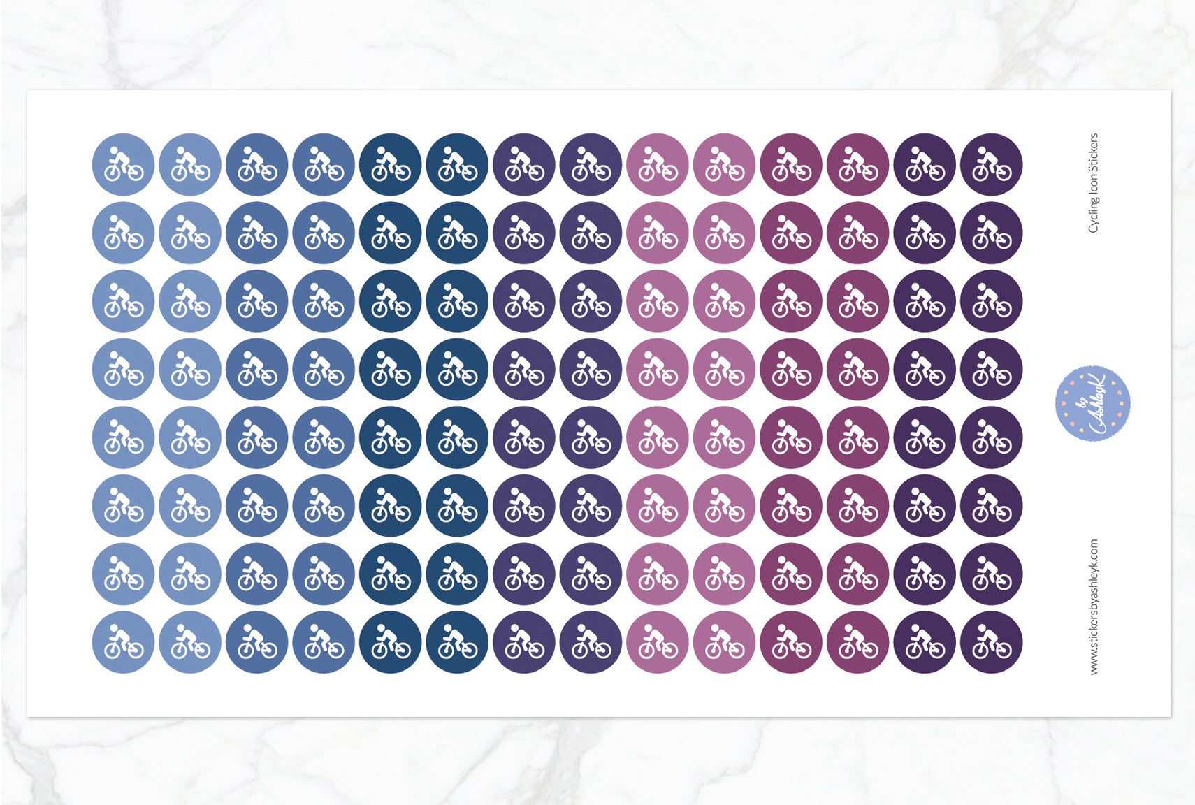Cycling Icon Round Stickers - Blueberry