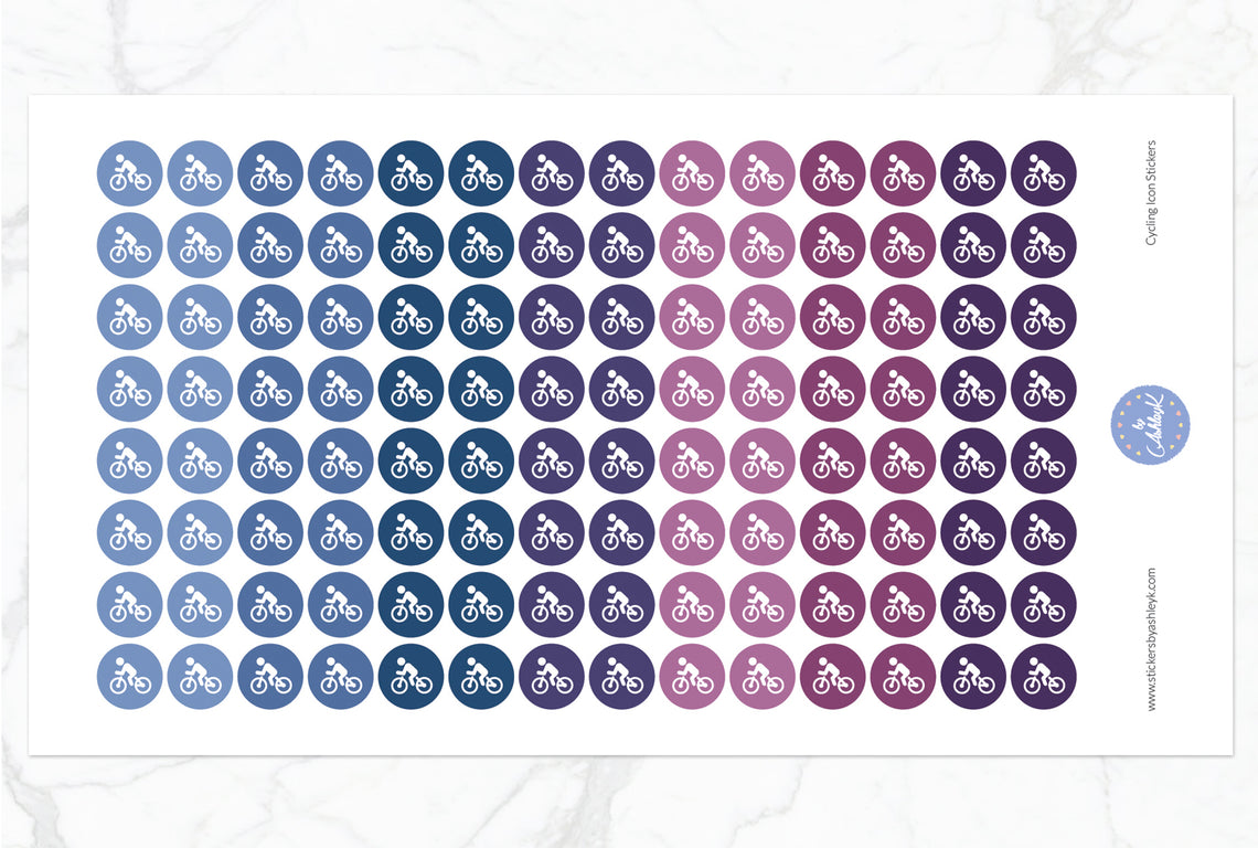 Cycling Icon Round Stickers - Blueberry