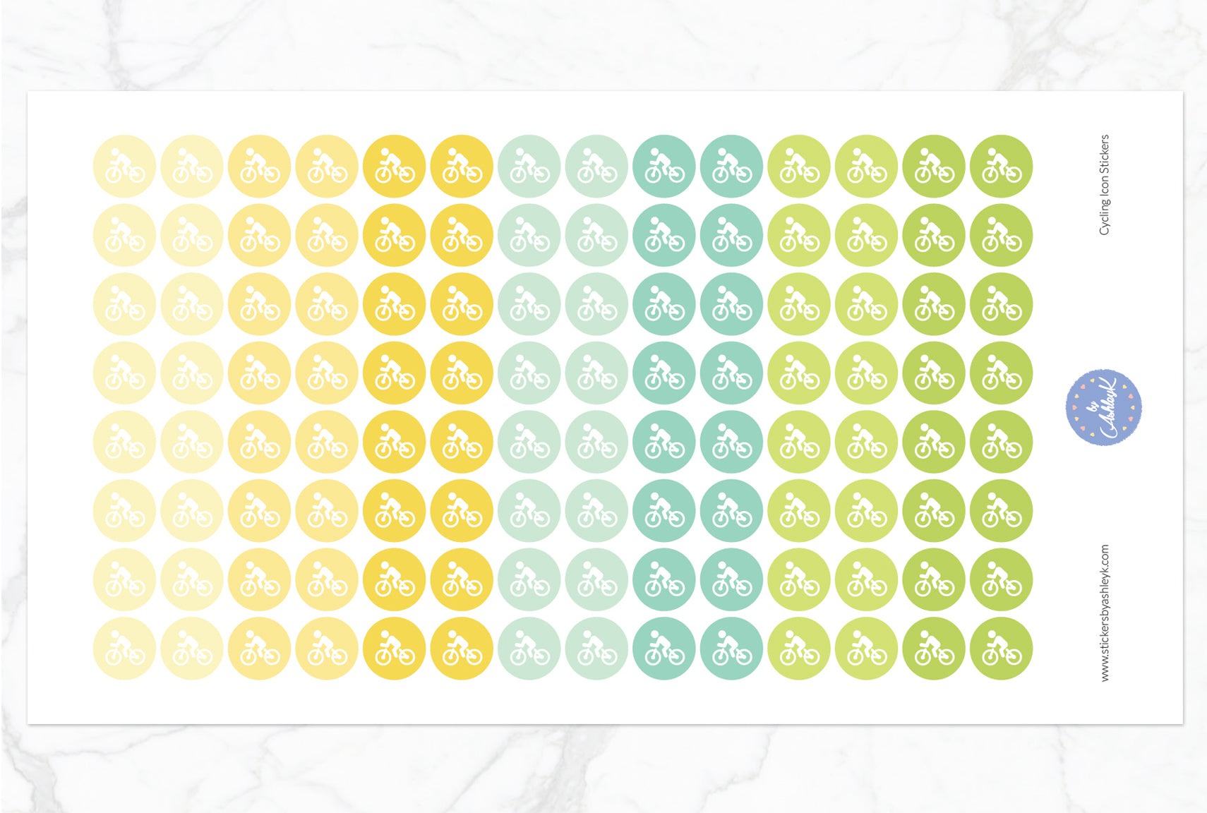 Cycling Icon Round Stickers - Lemon&Lime