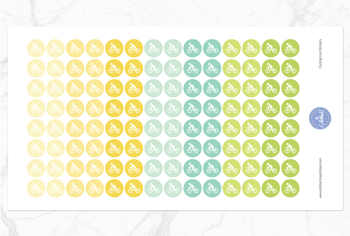 Cycling Icon Round Stickers - Lemon&Lime