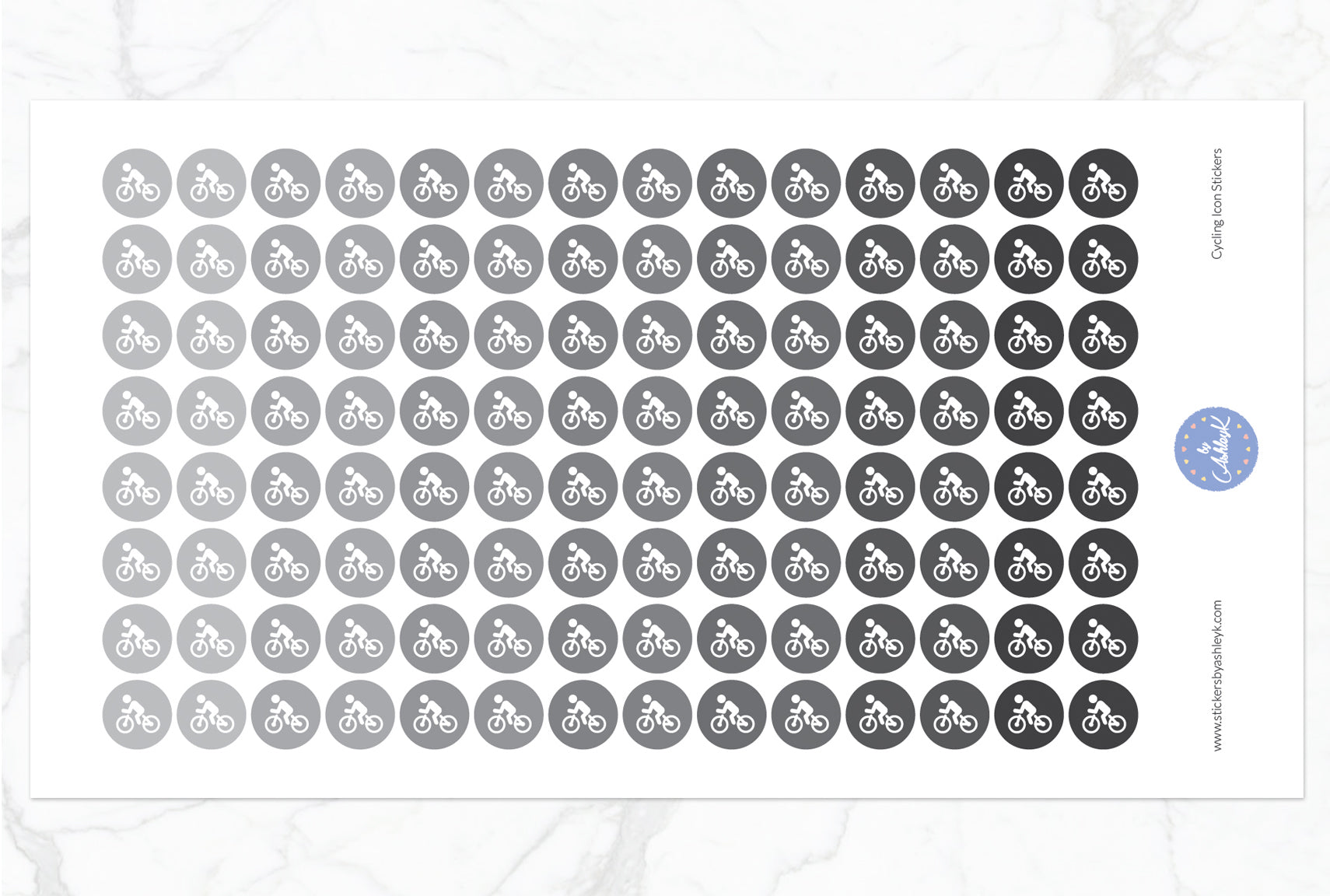 Cycling Icon Round Stickers - Monochrome