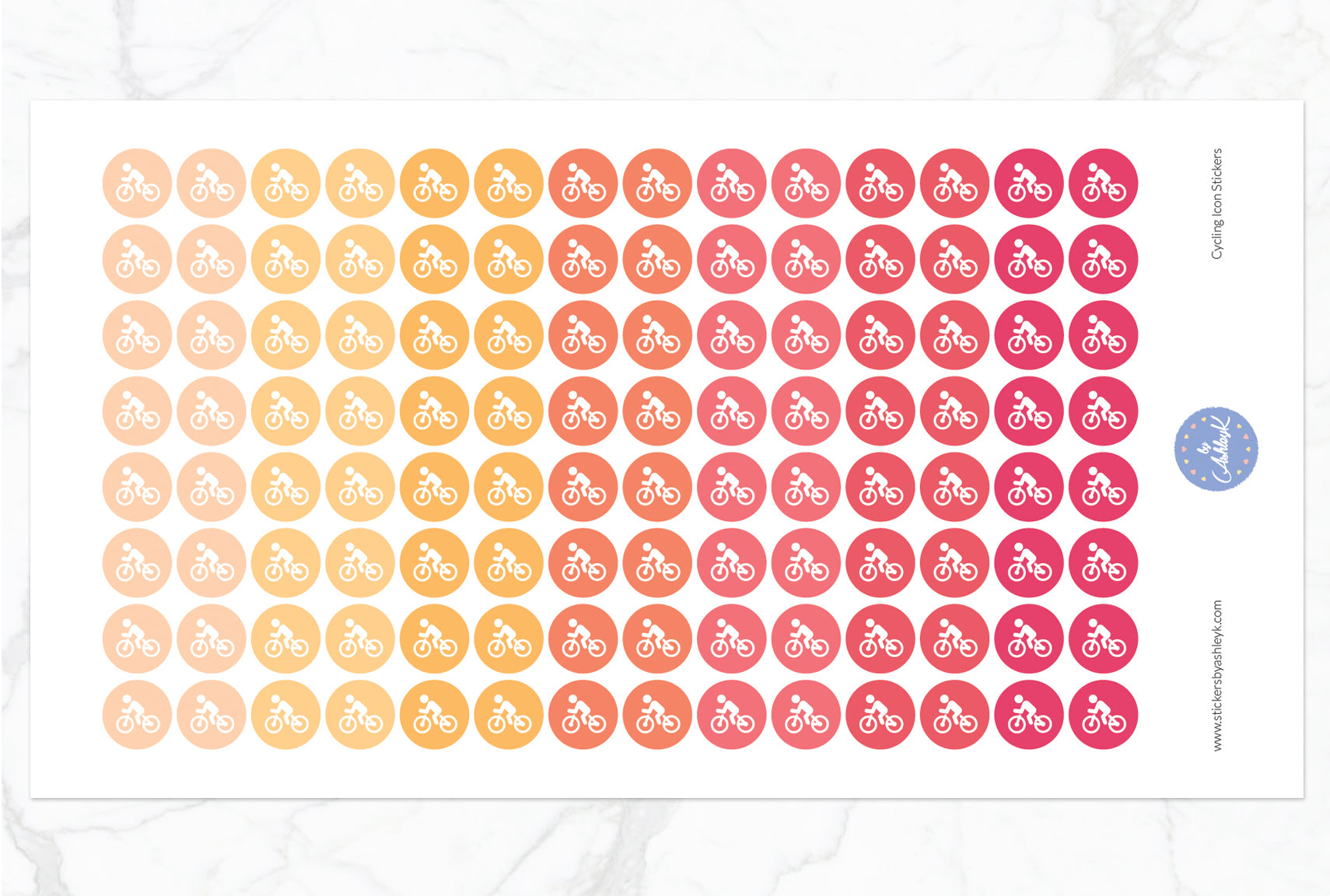 Cycling Icon Round Stickers - Peach