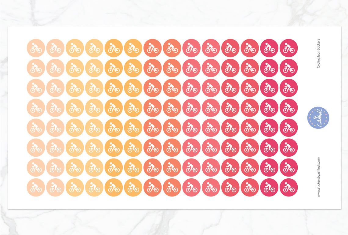 Cycling Icon Round Stickers - Peach