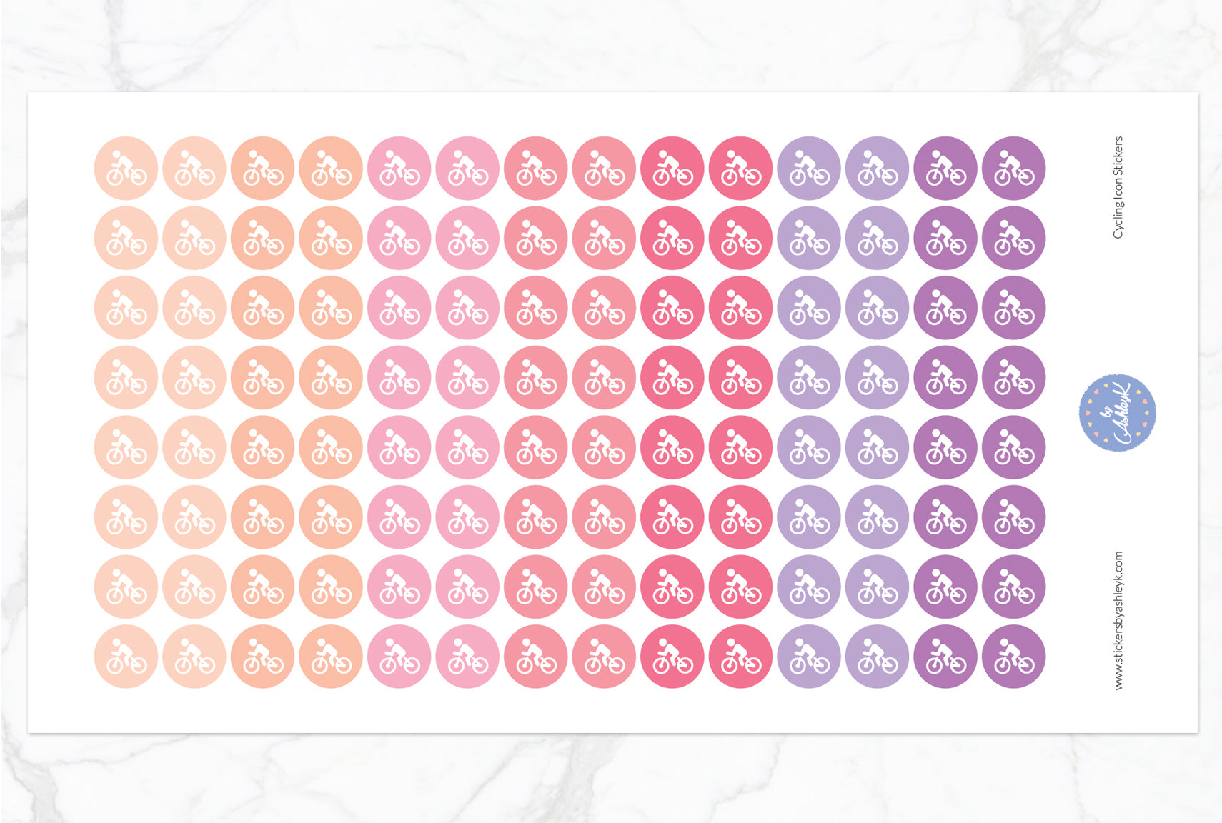 Cycling Icon Round Stickers - Raspberry
