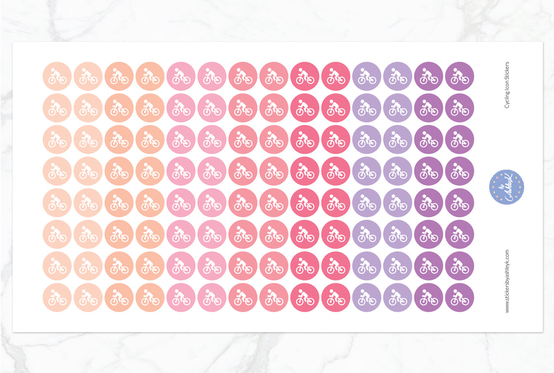 Cycling Icon Round Stickers - Raspberry