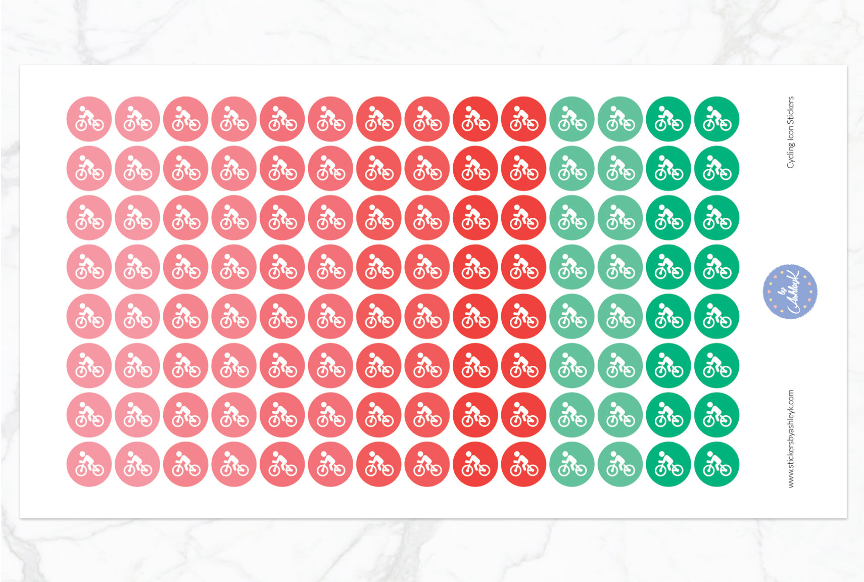Cycling Icon Round Stickers - Watermelon