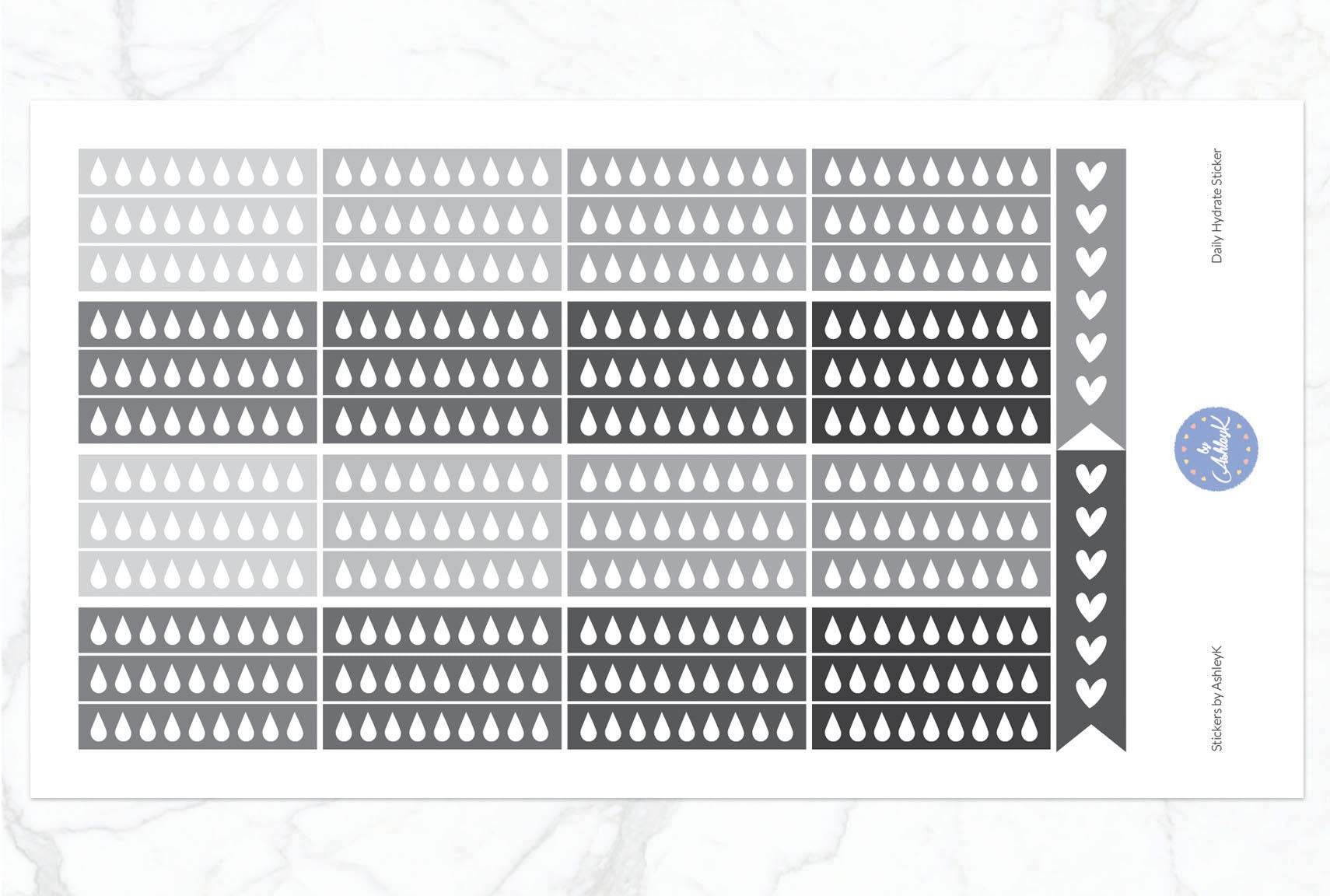 Daily Hydrate Stickers - Monochrome