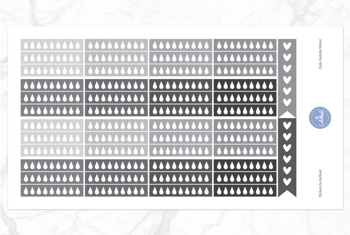 Daily Hydrate Stickers - Monochrome