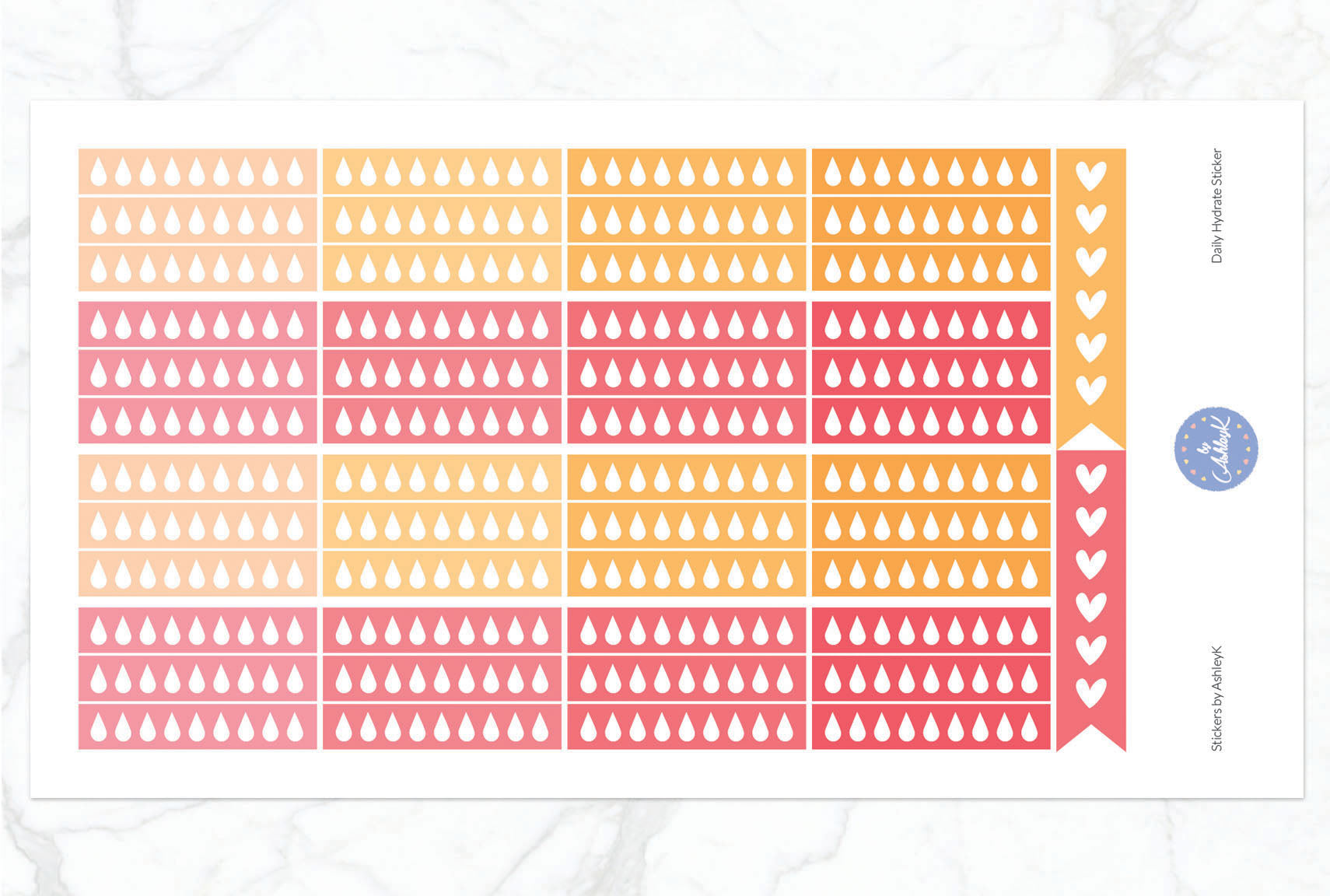 Daily Hydrate Stickers - Peach