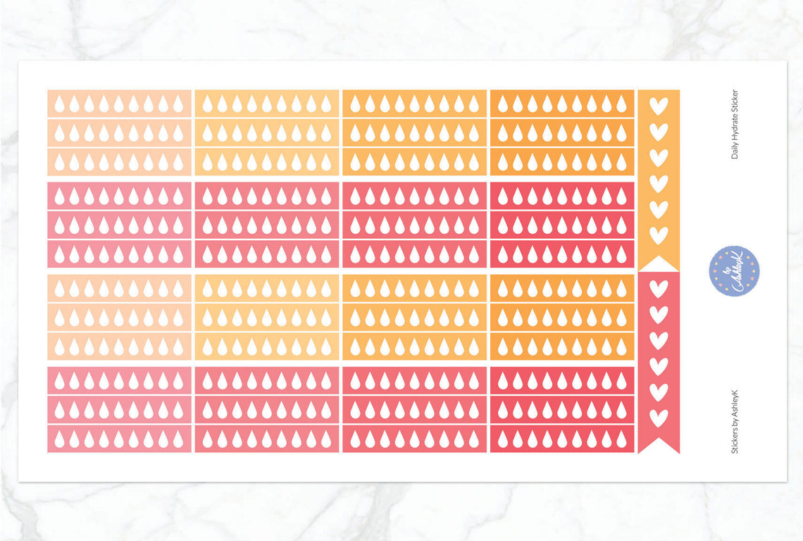 Daily Hydrate Stickers - Peach