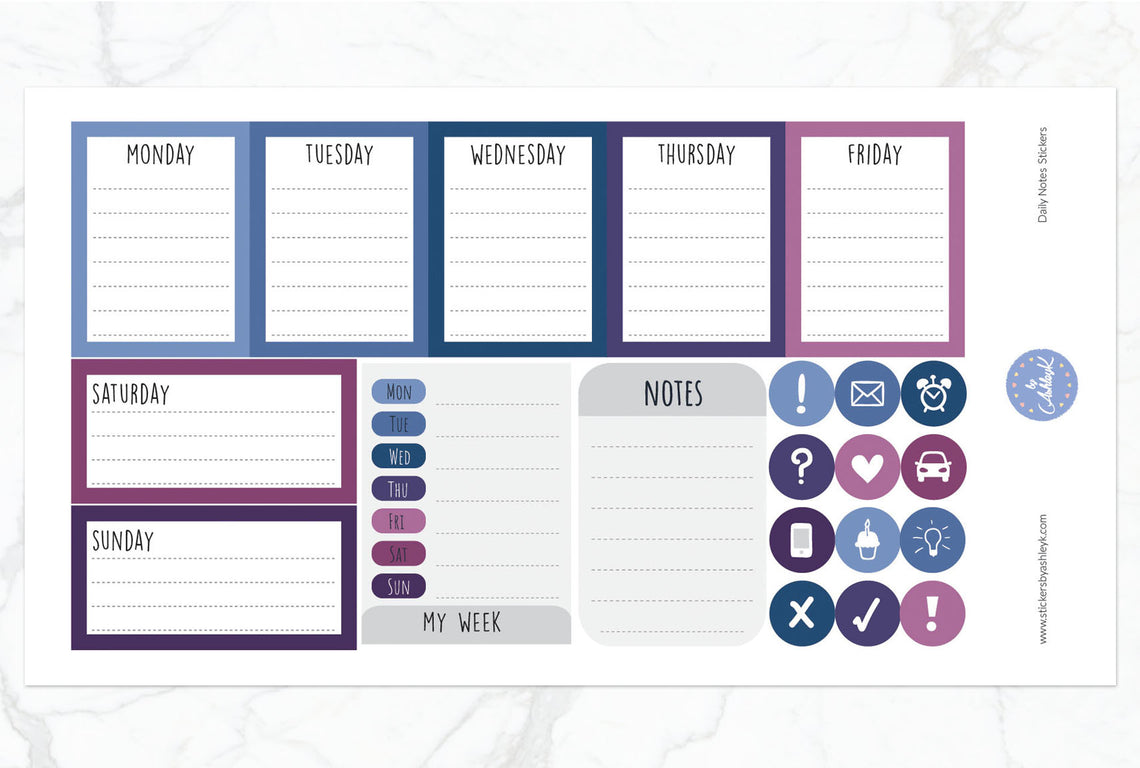 Daily Notes Stickers - Blueberry