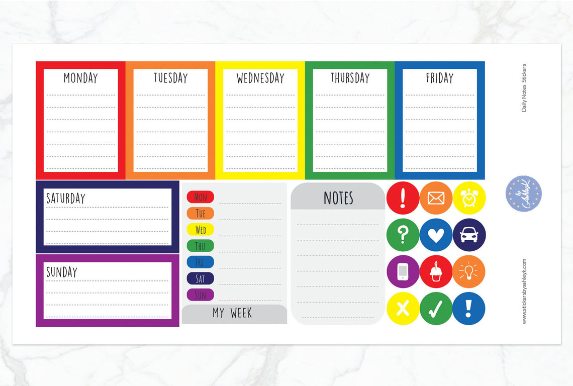 Daily Notes Stickers - Rainbow