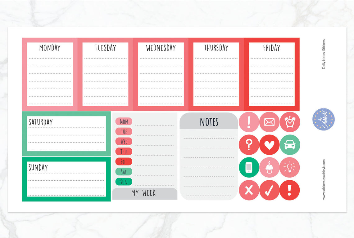 Daily Notes Stickers - Watermelon