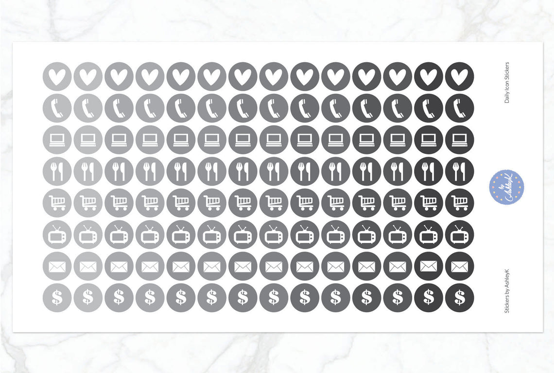Daily Icon Stickers - Monochrome