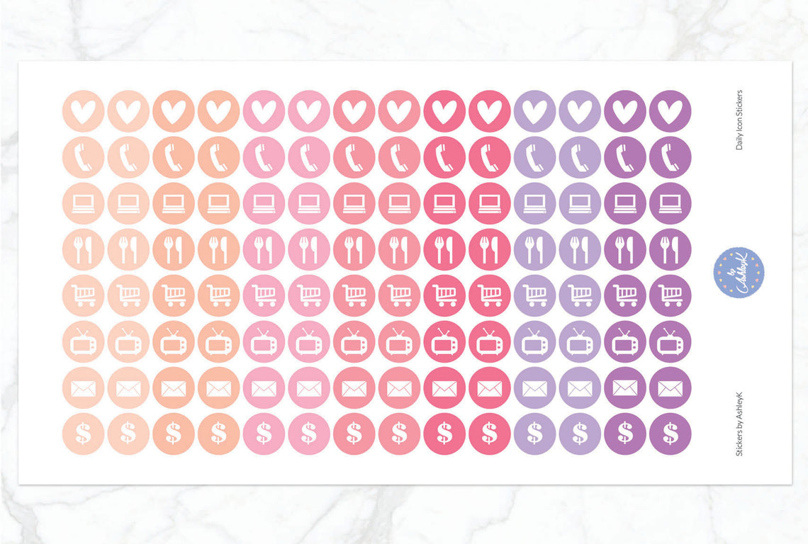 Daily Icon Stickers - Raspberry