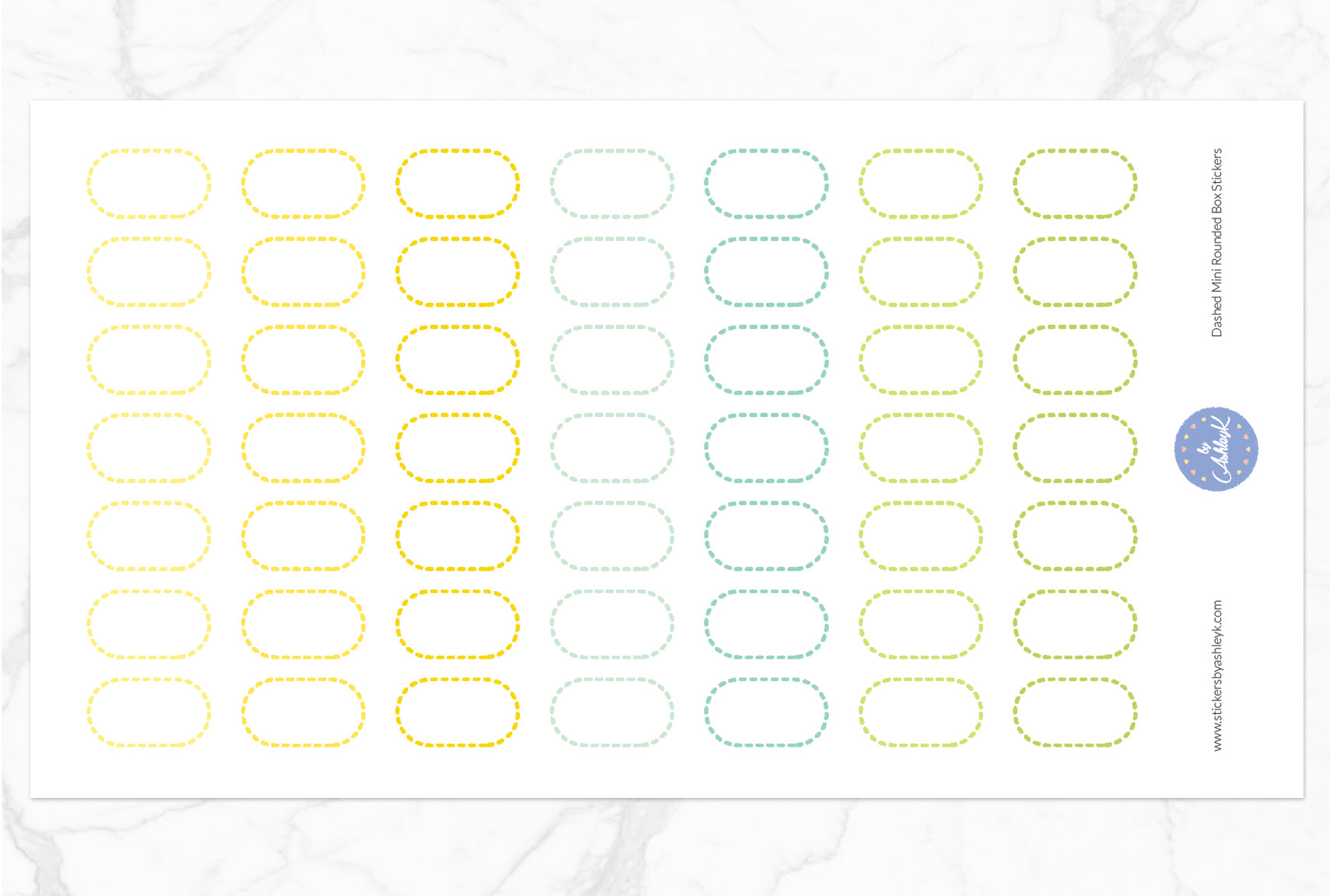Dashed Mini Rounded Box Stickers - Lemon&Lime