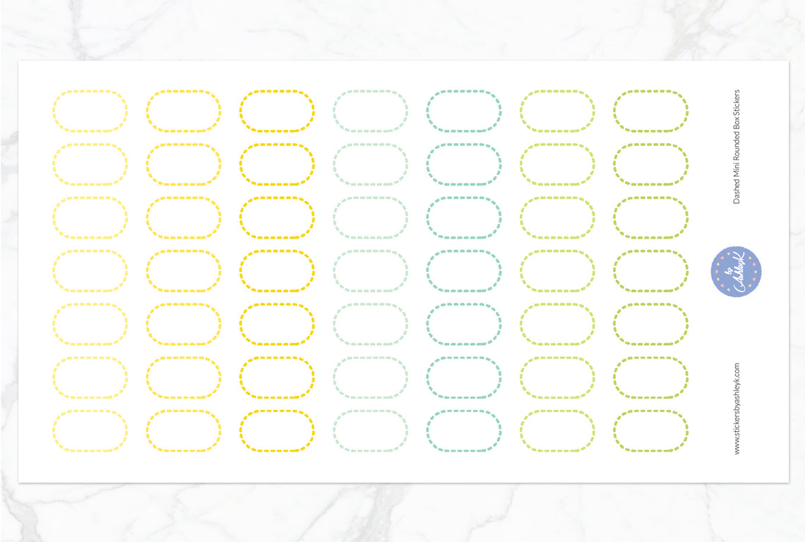 Dashed Mini Rounded Box Stickers - Lemon&Lime